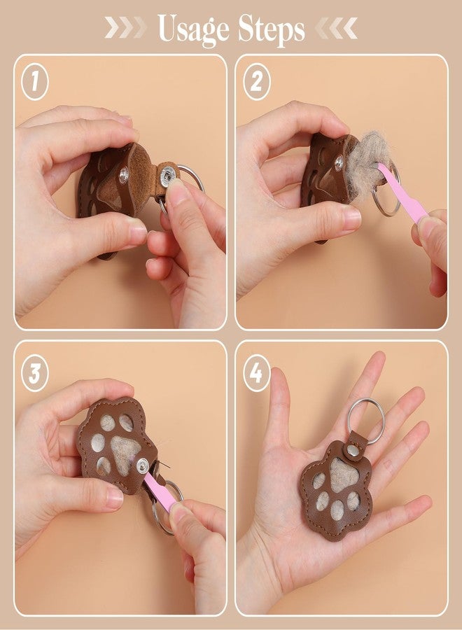guduling 10pcs Pet Fur Keychain, Dog Hair Keepsake Keychain with Tweezers, Pet Hair Keepsake Fur Locket Key Chain, Dog Hair Memorial, Paw Key Chain for Collecting Cat And Dogs Hair - Image 4
